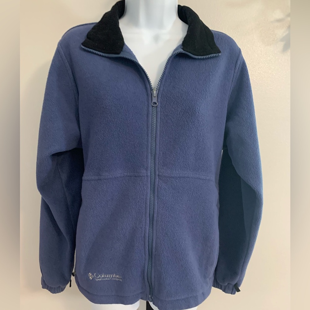 Columbia Blue Fleece Jacket with Black Collar